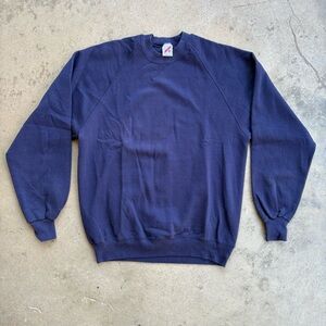 Vintage Jerzees Blank Crewneck Sweatshirt Men's XXL Navy Made in the USA 90s